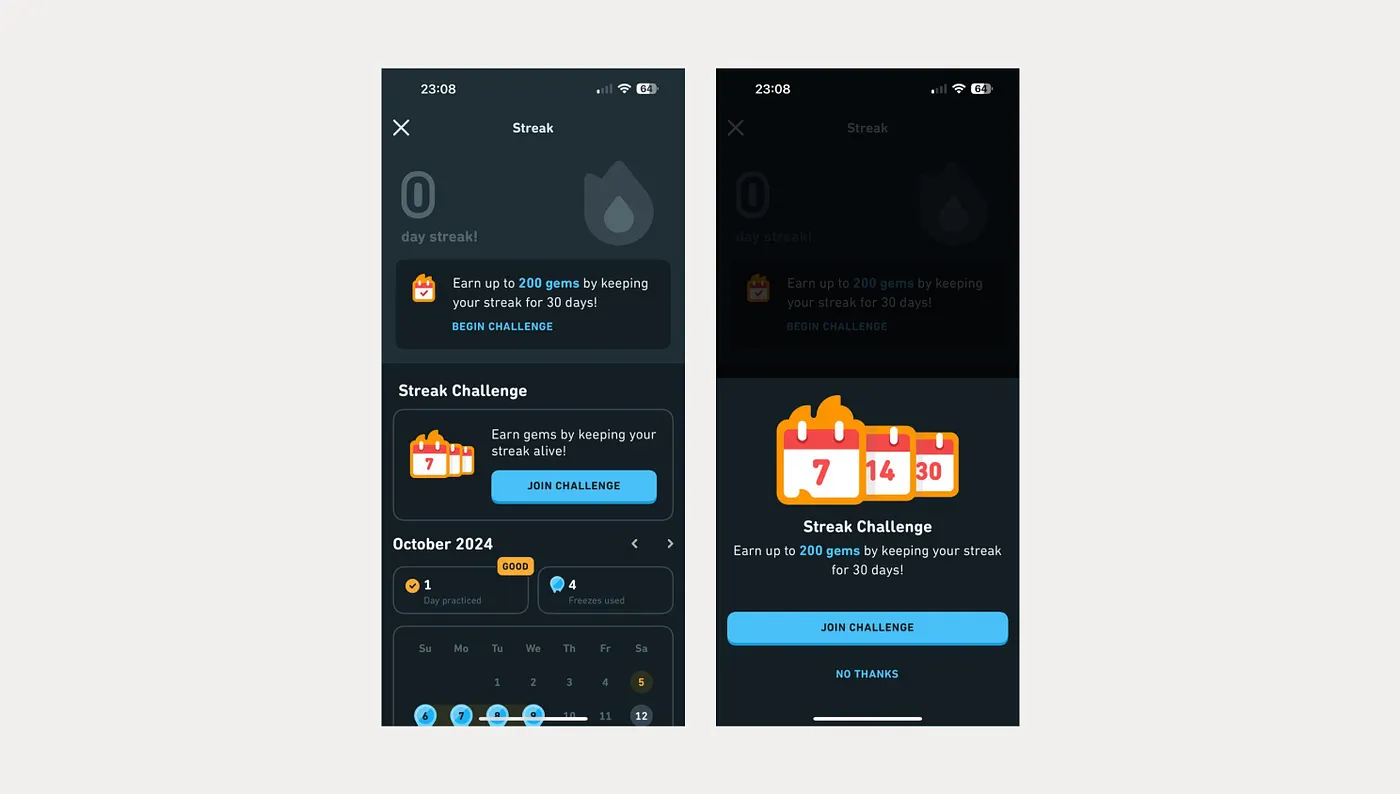 Duolingo streak challenge join flow