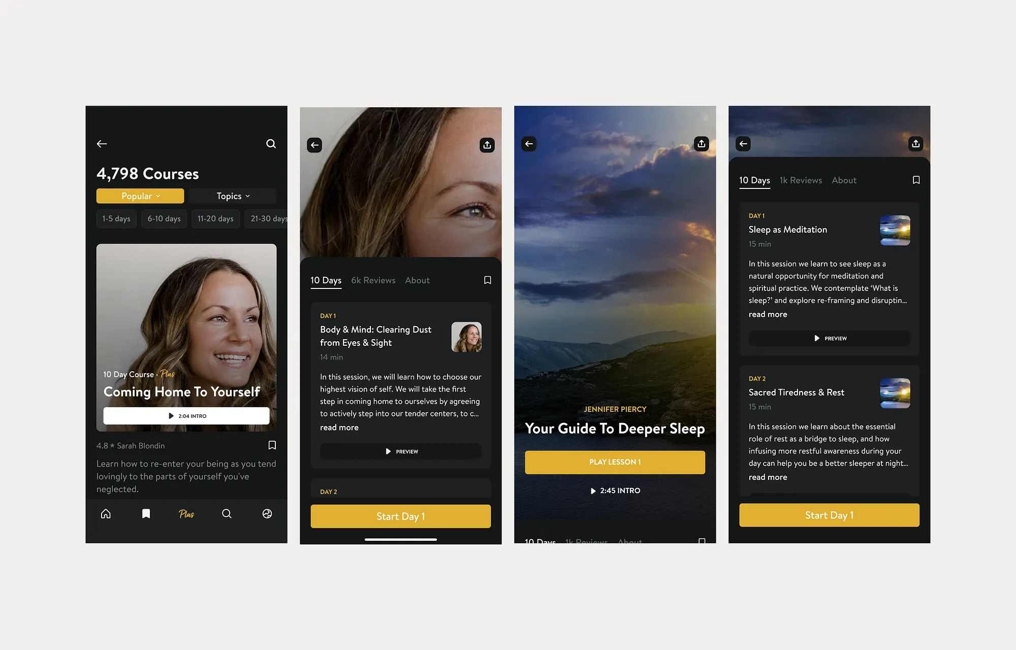 The course library showing thousands of courses with free preview intros before any commitment
